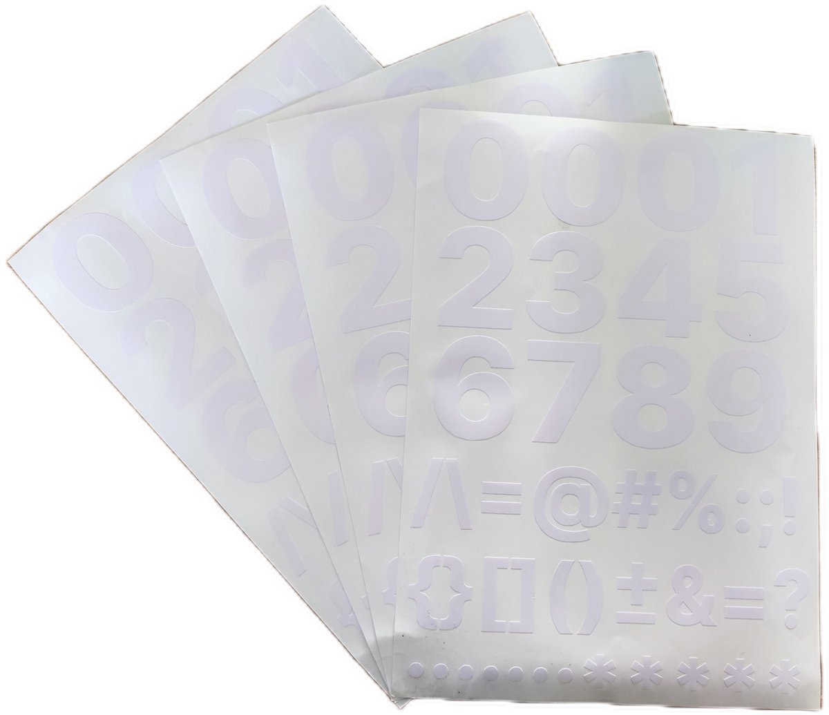 plakcijfers/ plakletters | complete set | hoogte 5 cm | wit